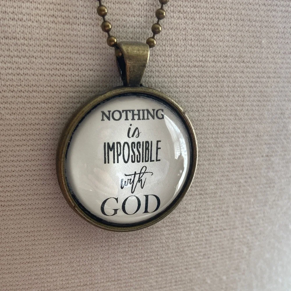 NWT Faith‎ Based Pendant Necklace - Nothing is Impossible With God